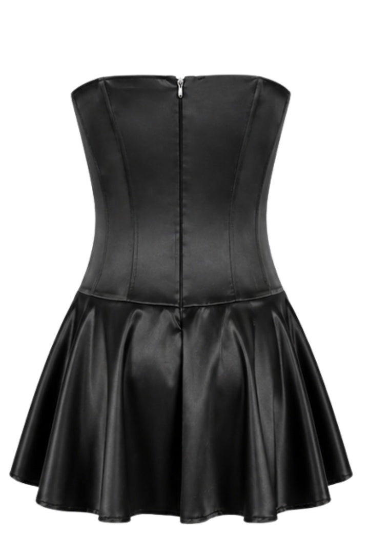 Black Satin Corset Mini Dress