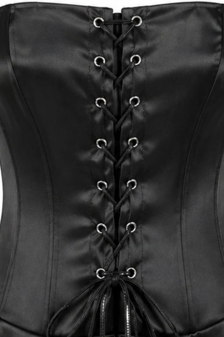 Black Satin Corset Mini Dress