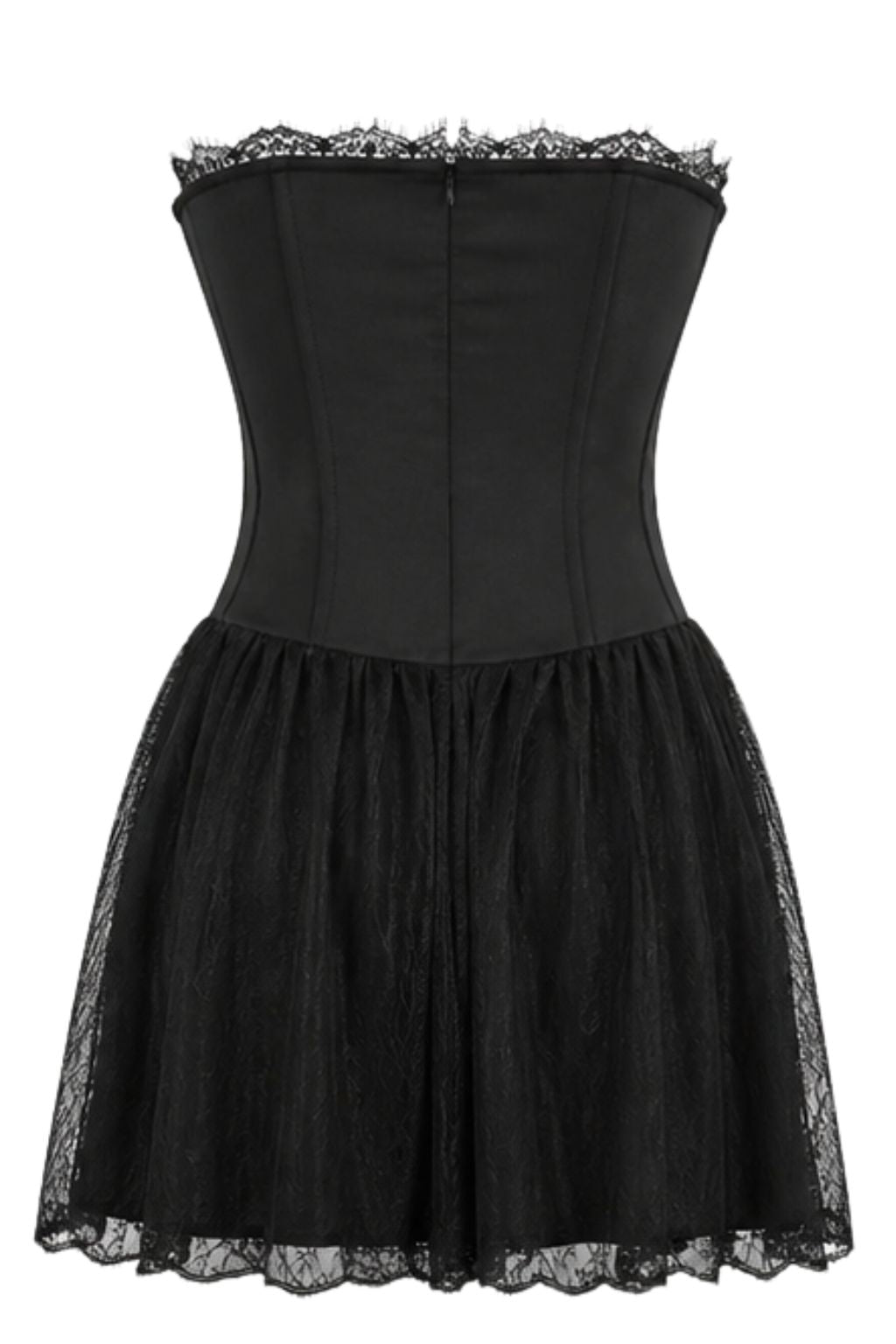 Black Lace Corset Tulle Mini Dress