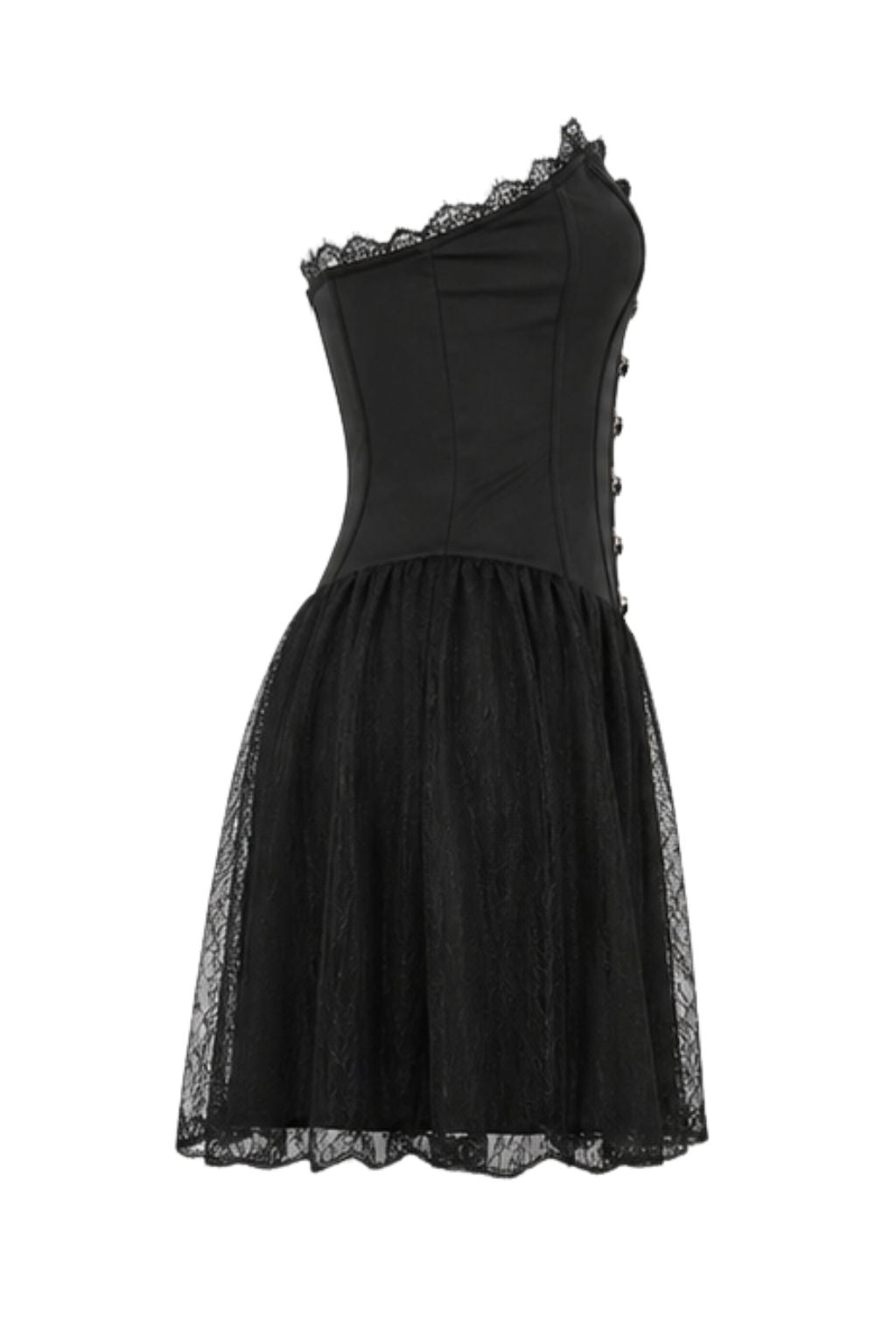 Black Lace Corset Tulle Mini Dress