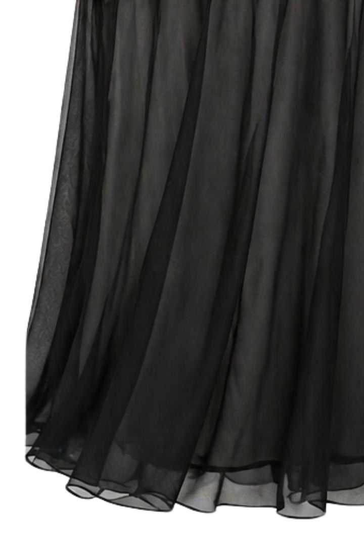 Black Halter Embellished Mesh Maxi Dress