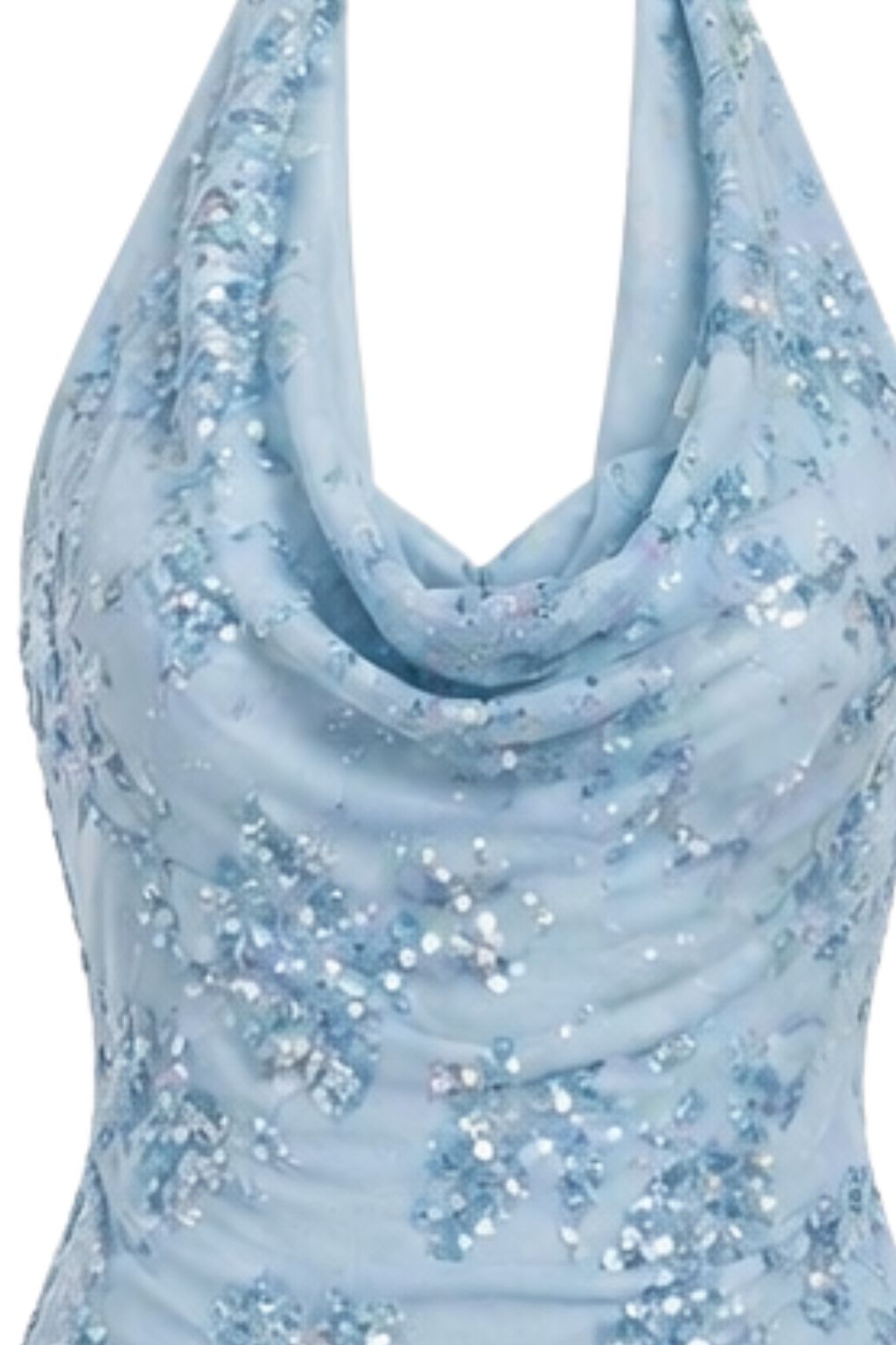 SKY Halter Embellished Mesh Maxi Dress