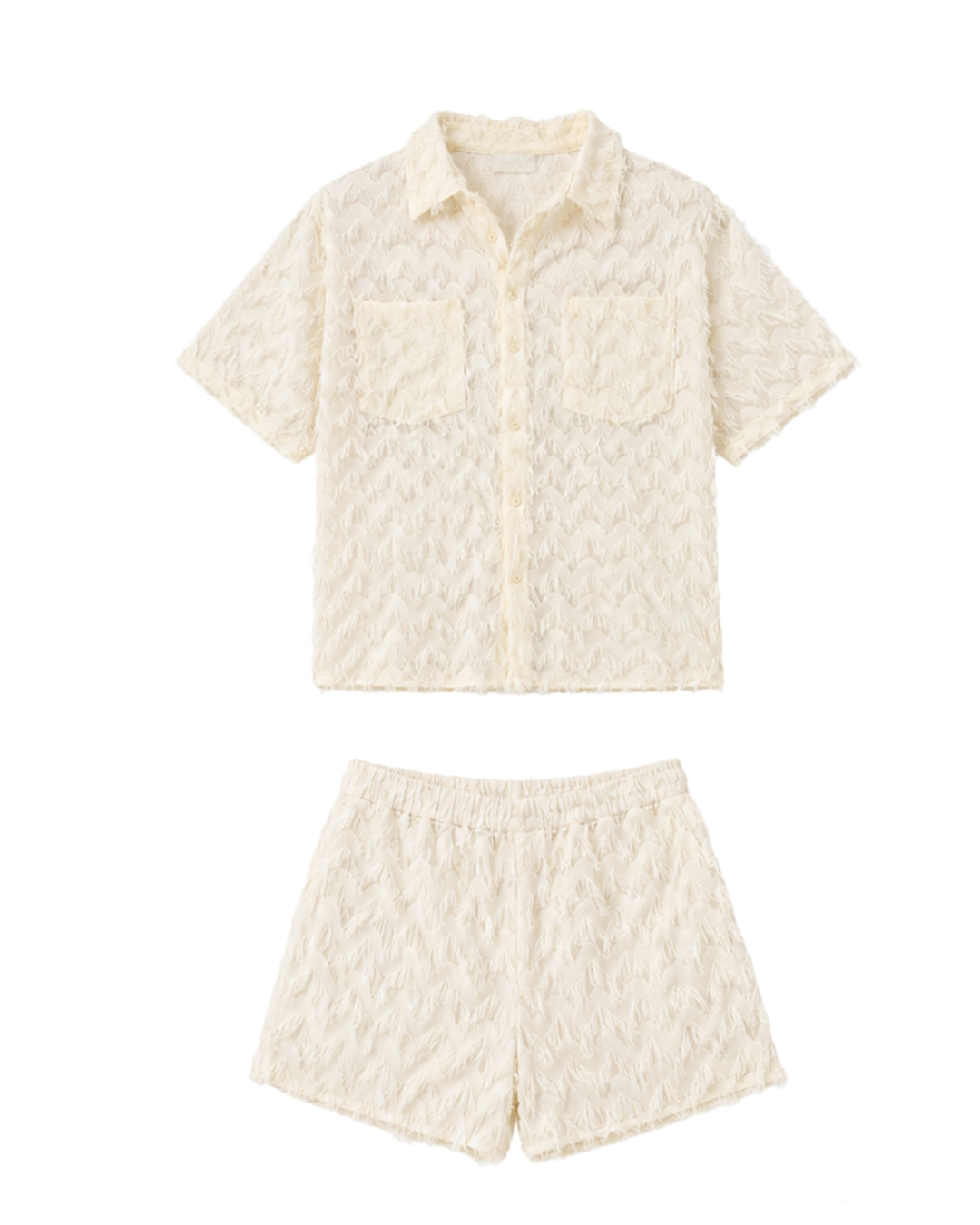 Ibiza Textured Co-Ord Set – Cream