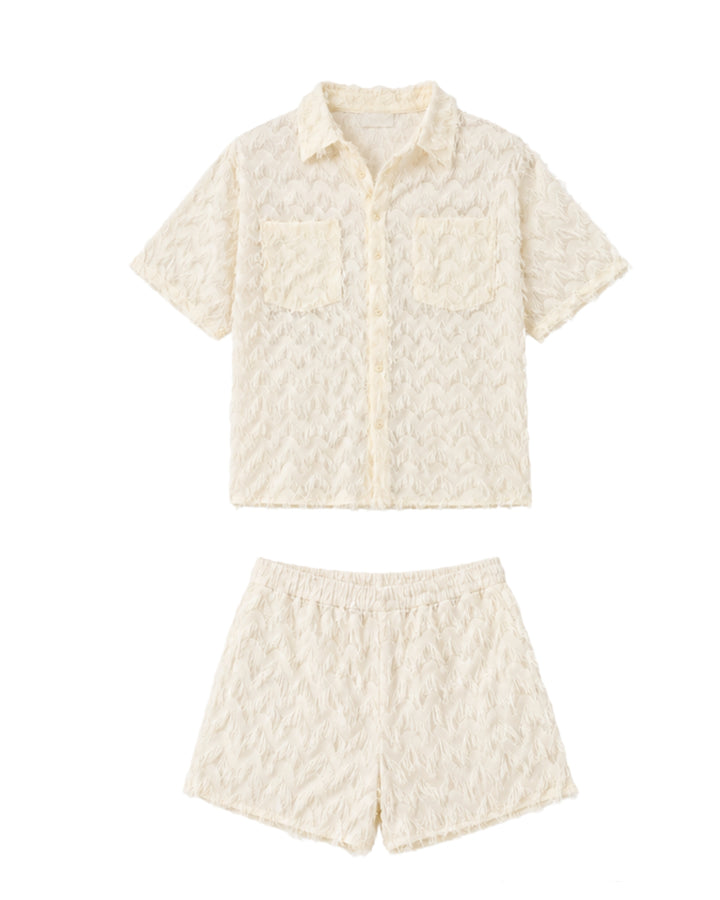 Ibiza Textured Co-Ord Set – Cream