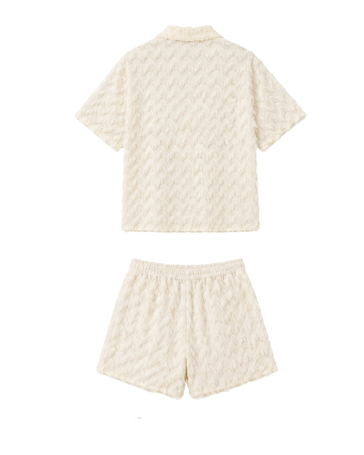 Ibiza Textured Co-Ord Set – Cream
