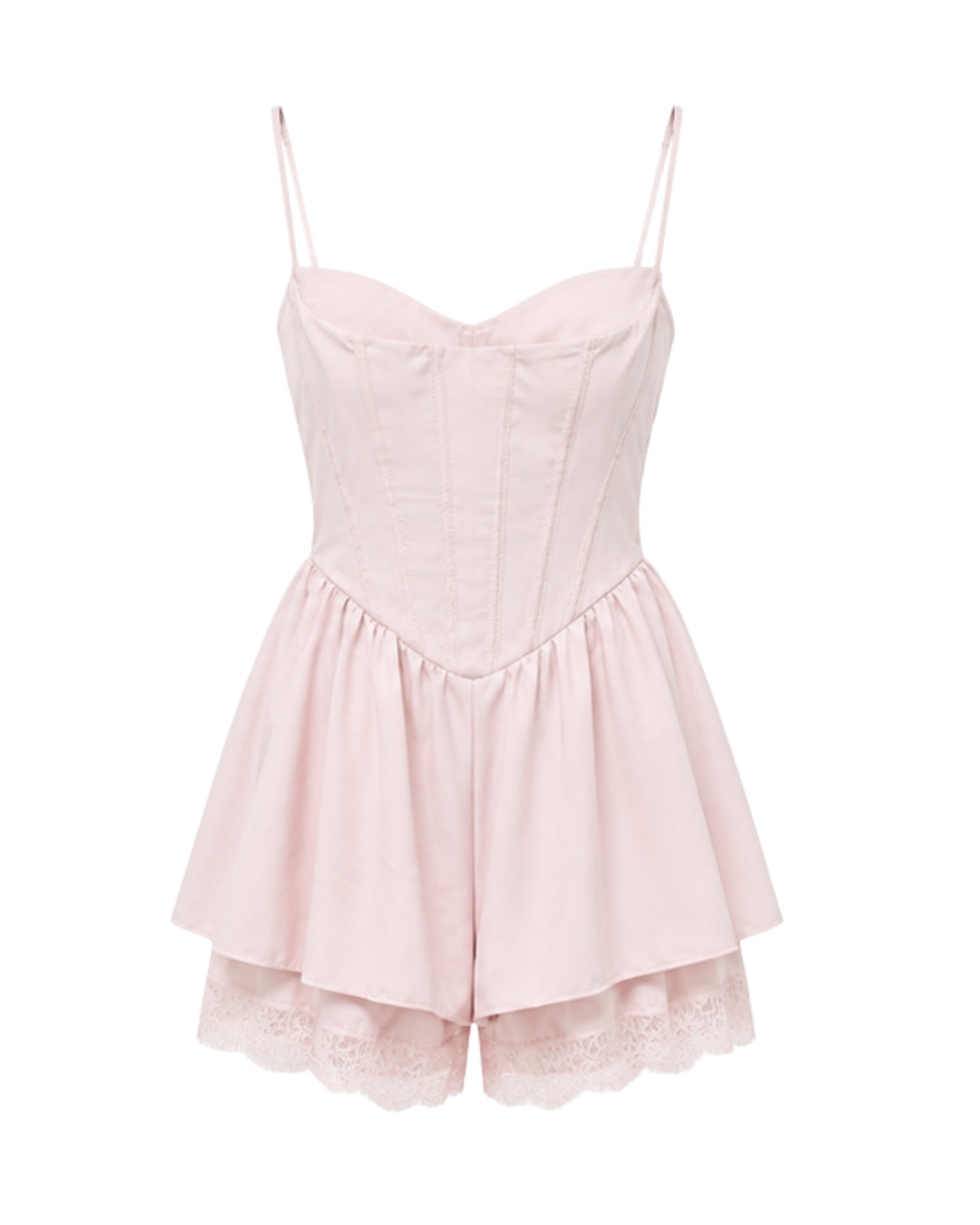 Rosalie Lace Corset Playsuit – Blush Pink