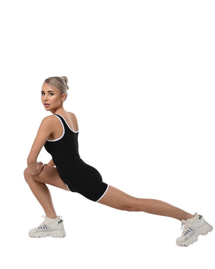Blush Sculpt One-Piece Active Romper IN BLACK