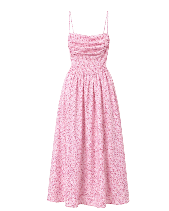 Rosé Muse Floral Maxi Dress – Pink
