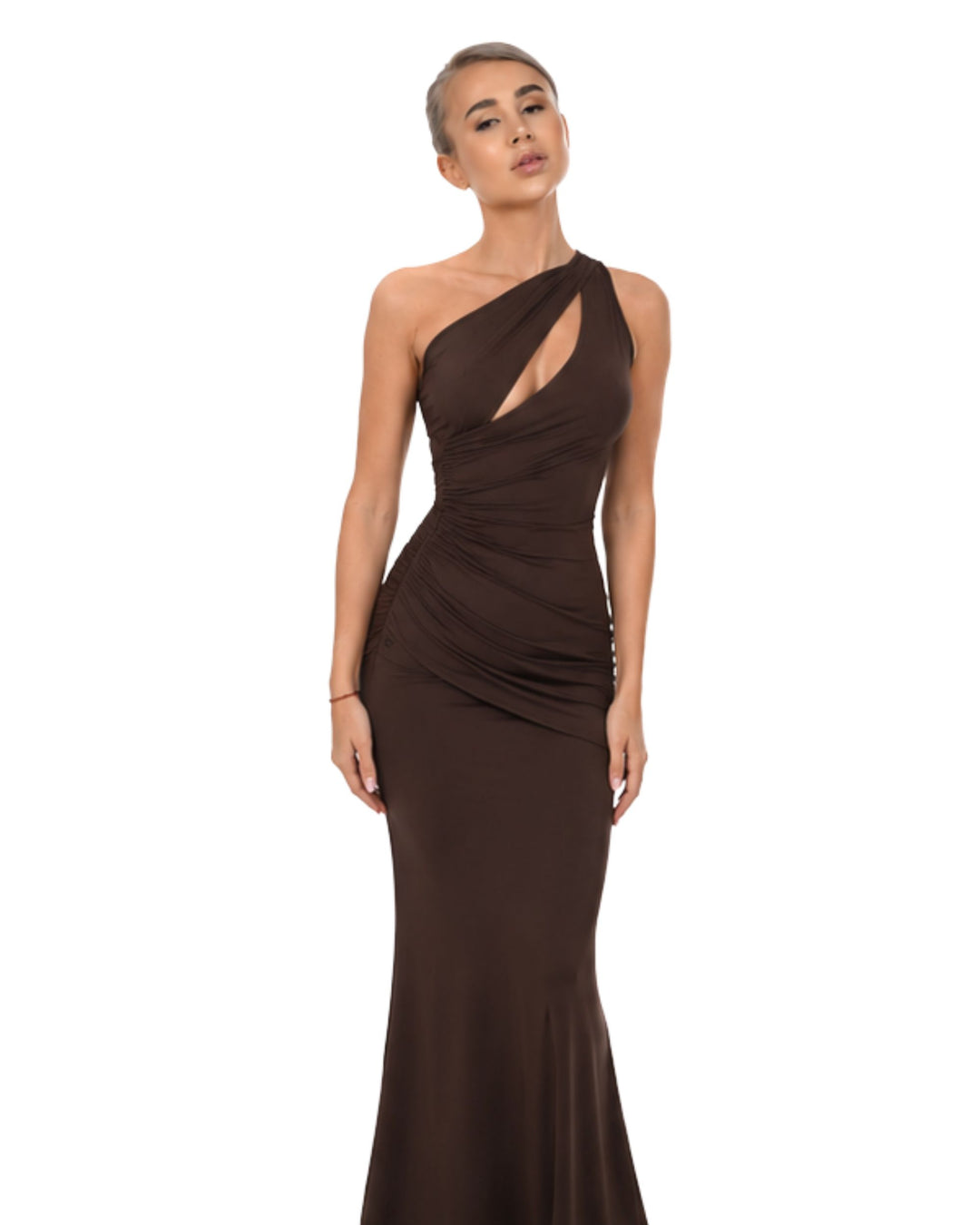 Isabella One-Shoulder in BROWN