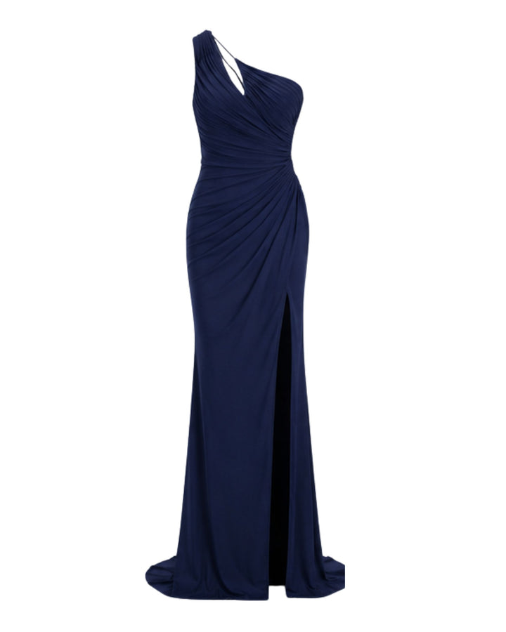 Celeste One-Shoulder Evening Gown – Navy Blue