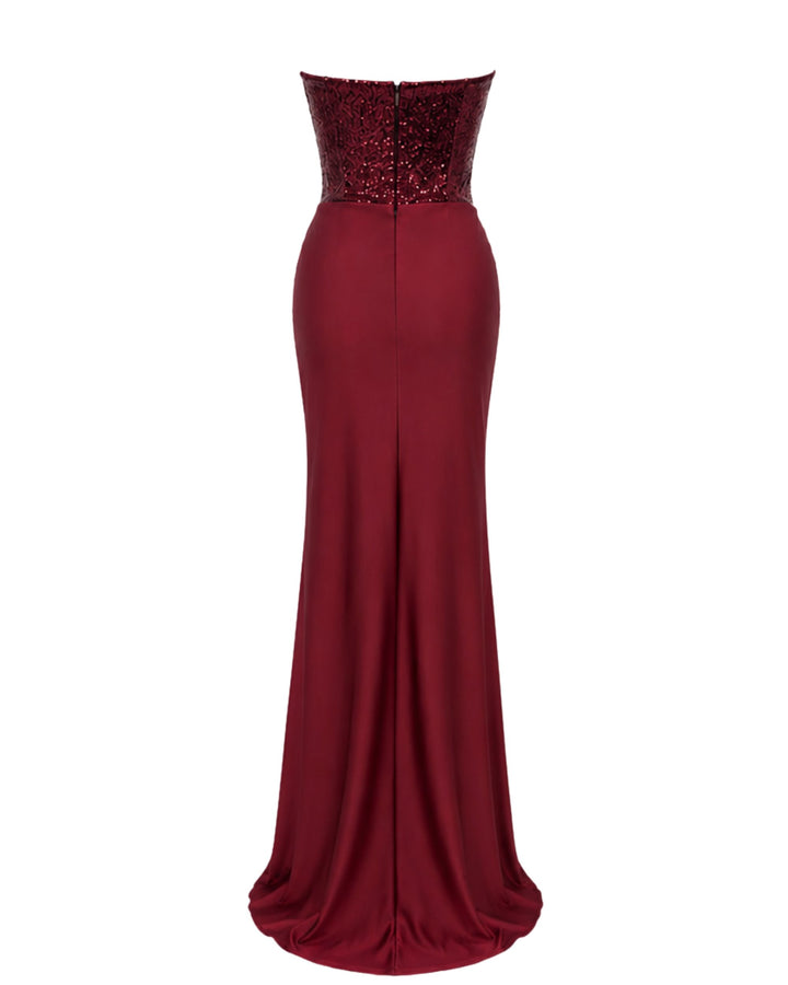 Amara Corset Maxi Dress IN Burgundy