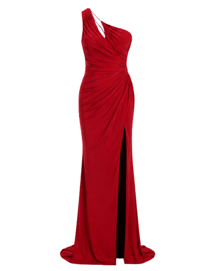 Celeste One-Shoulder Evening Gown – RED