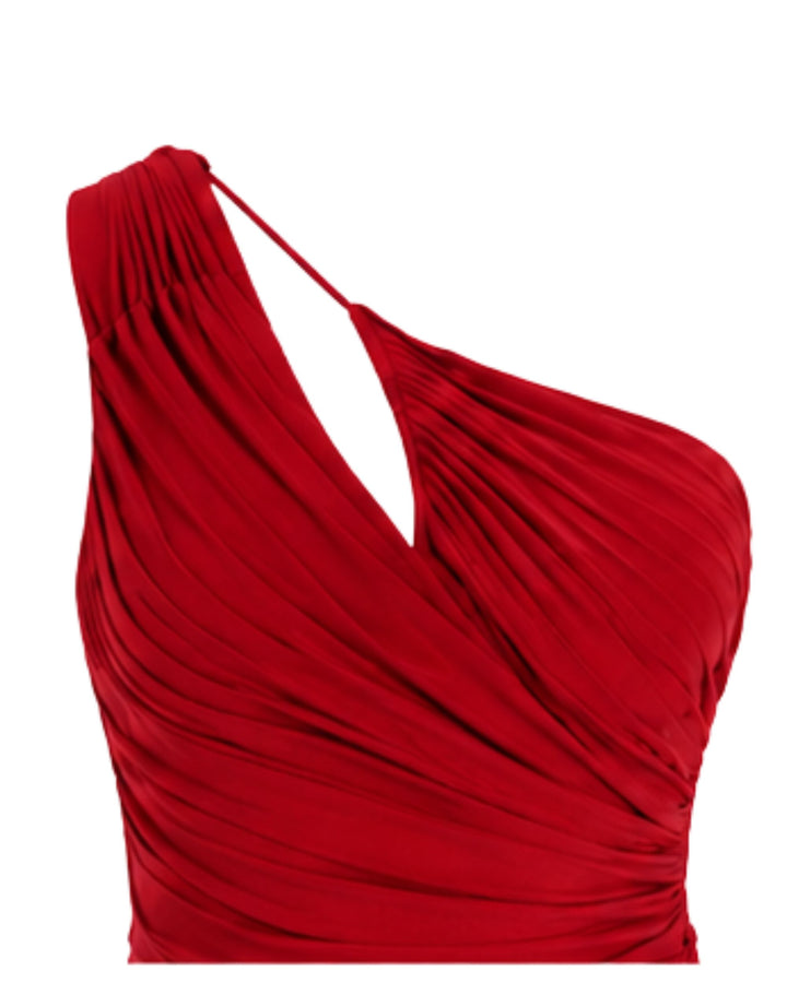 Celeste One-Shoulder Evening Gown – RED