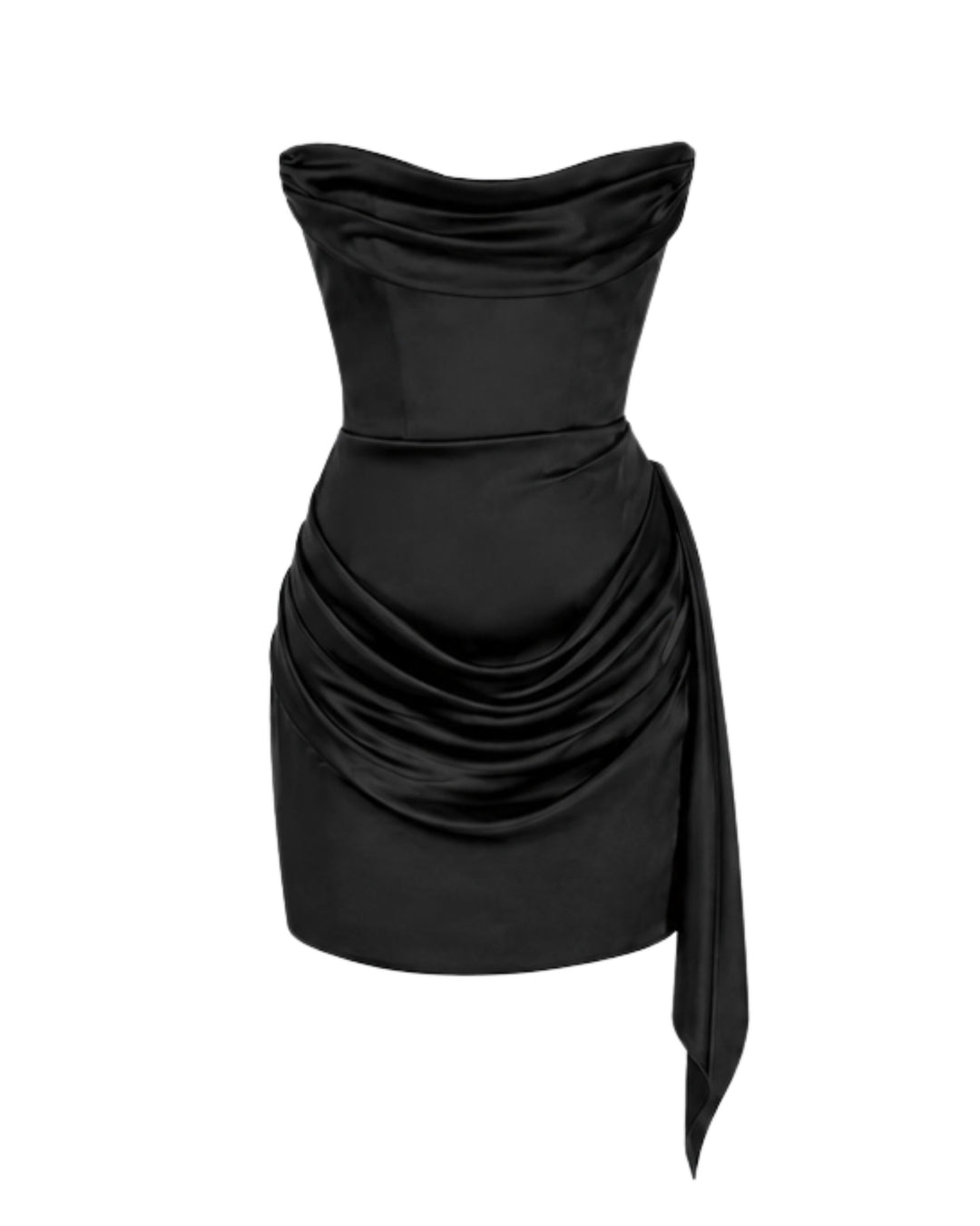 Noir Drape Mini Dress