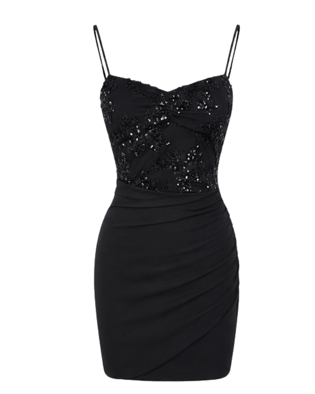 Sequin Mesh Mini Dress – Black