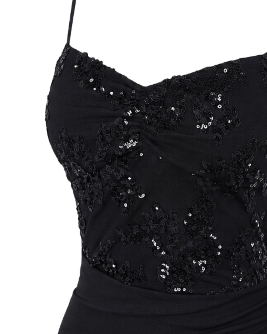 Sequin Mesh Mini Dress – Black