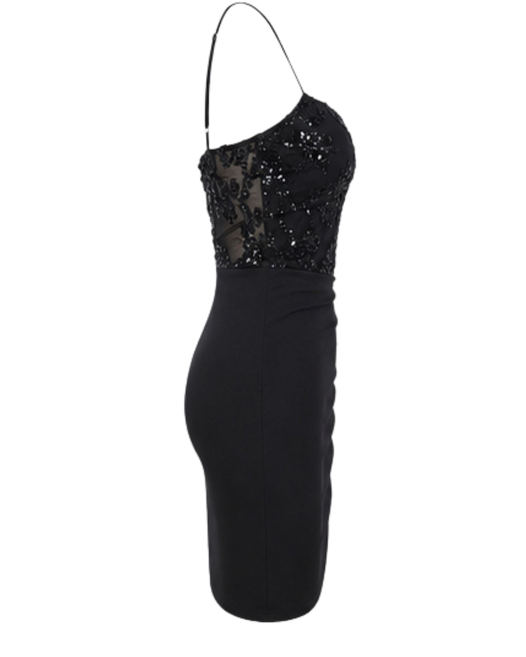 Sequin Mesh Mini Dress – Black