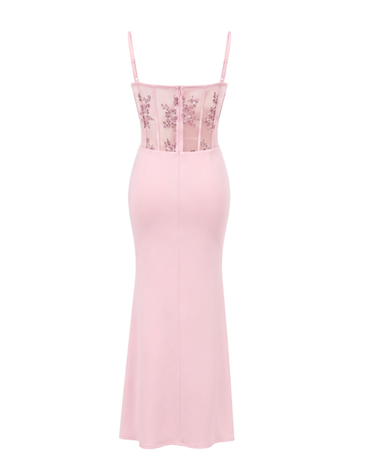 Celestia Embellished Corset Maxi Dress IN PINK