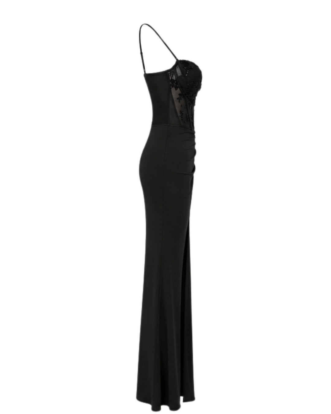 Celestia Embellished Corset Maxi Dress in Black