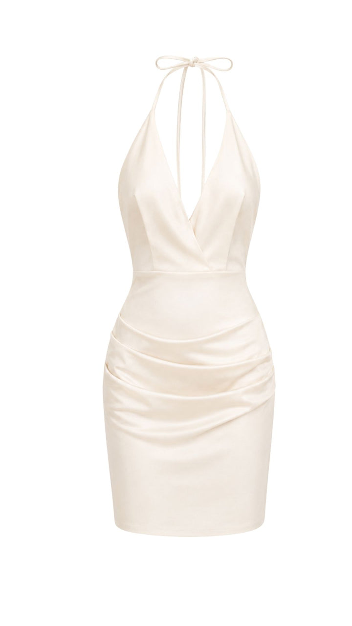 Draped Halter Mini Dress Panna Cream