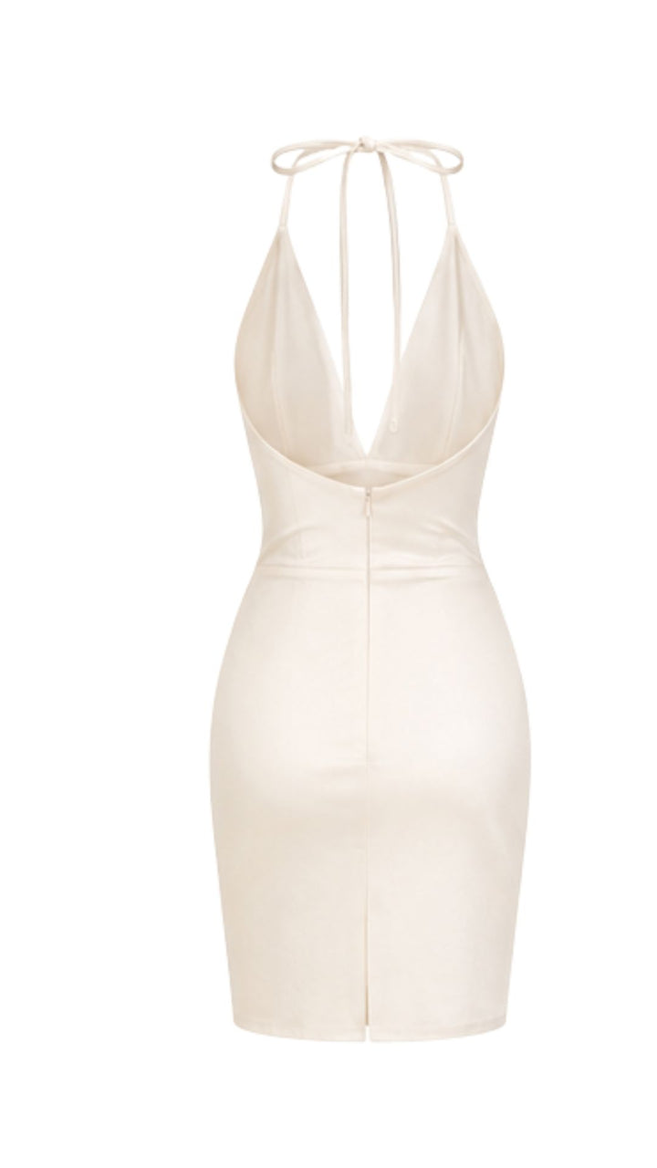 Draped Halter Mini Dress Panna Cream