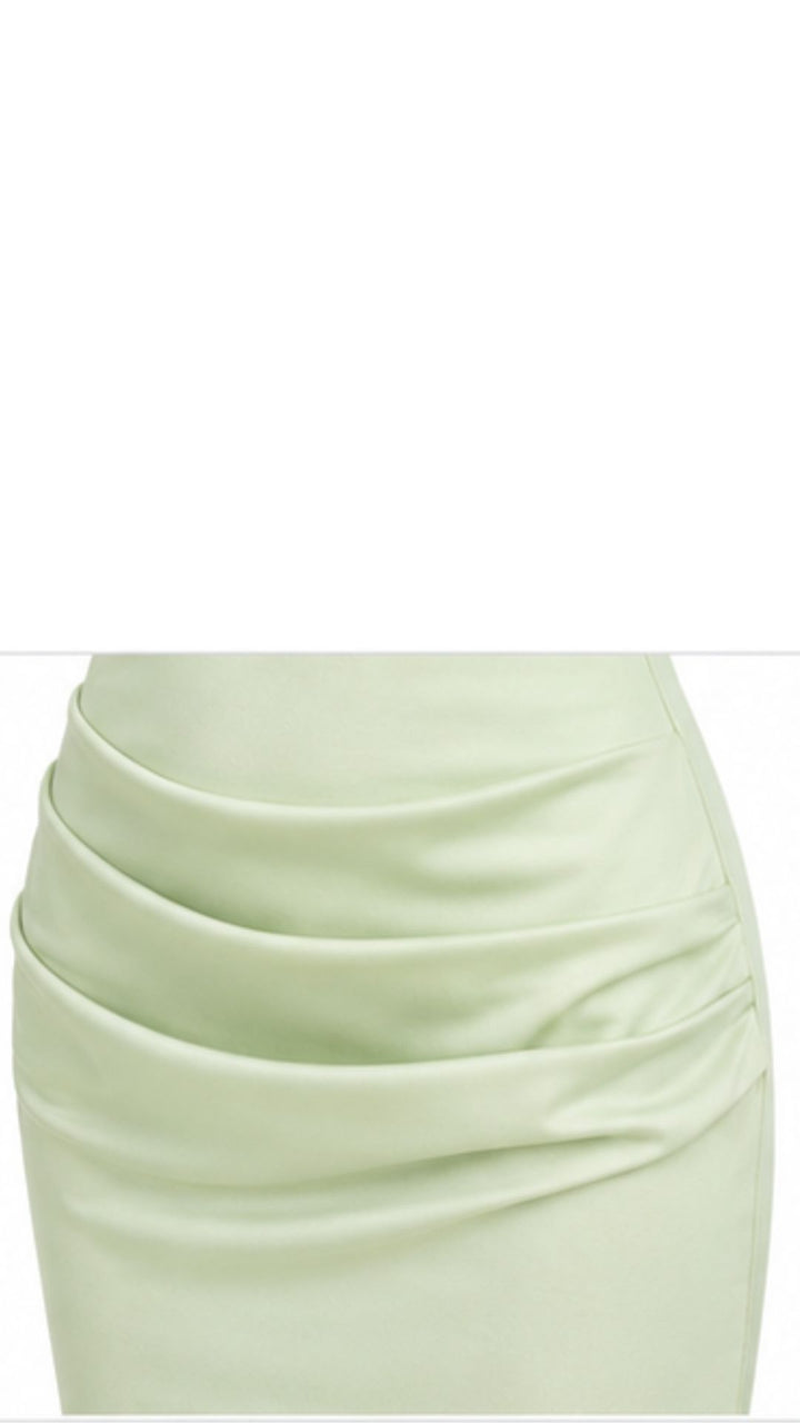Draped Halter Mini Dress Mint Green
