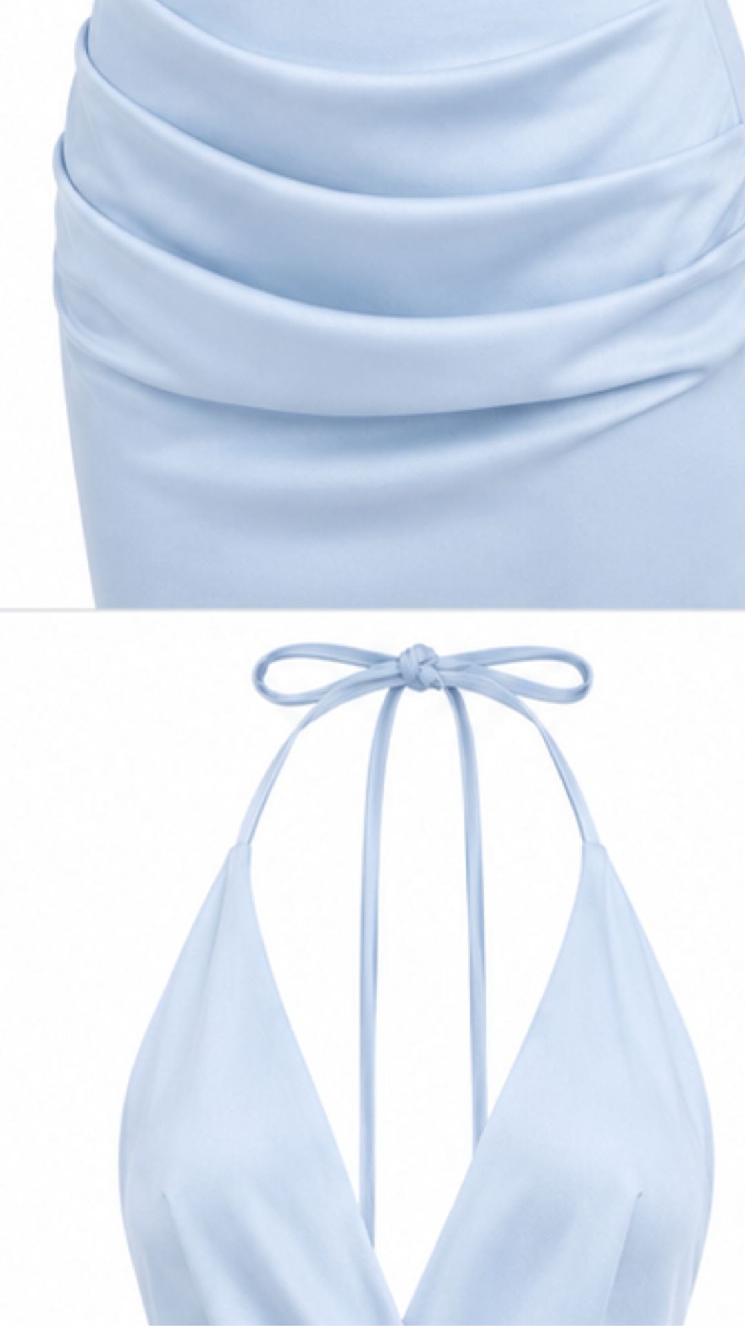 Draped Halter Mini Dress Baby Blue