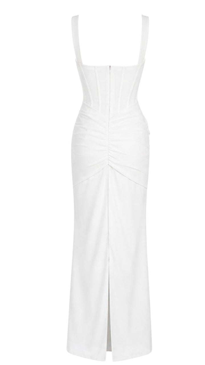 ÉCLAT Elegant White Corset Maxi Dress