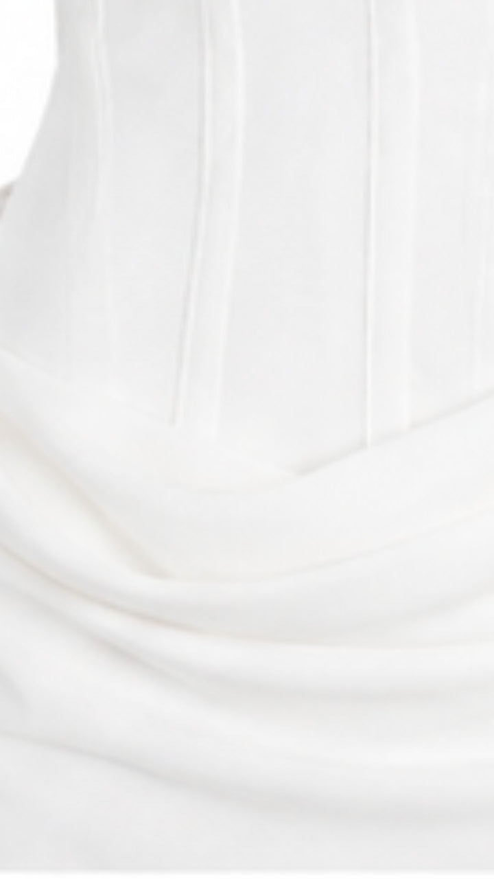ÉCLAT Elegant White Corset Maxi Dress