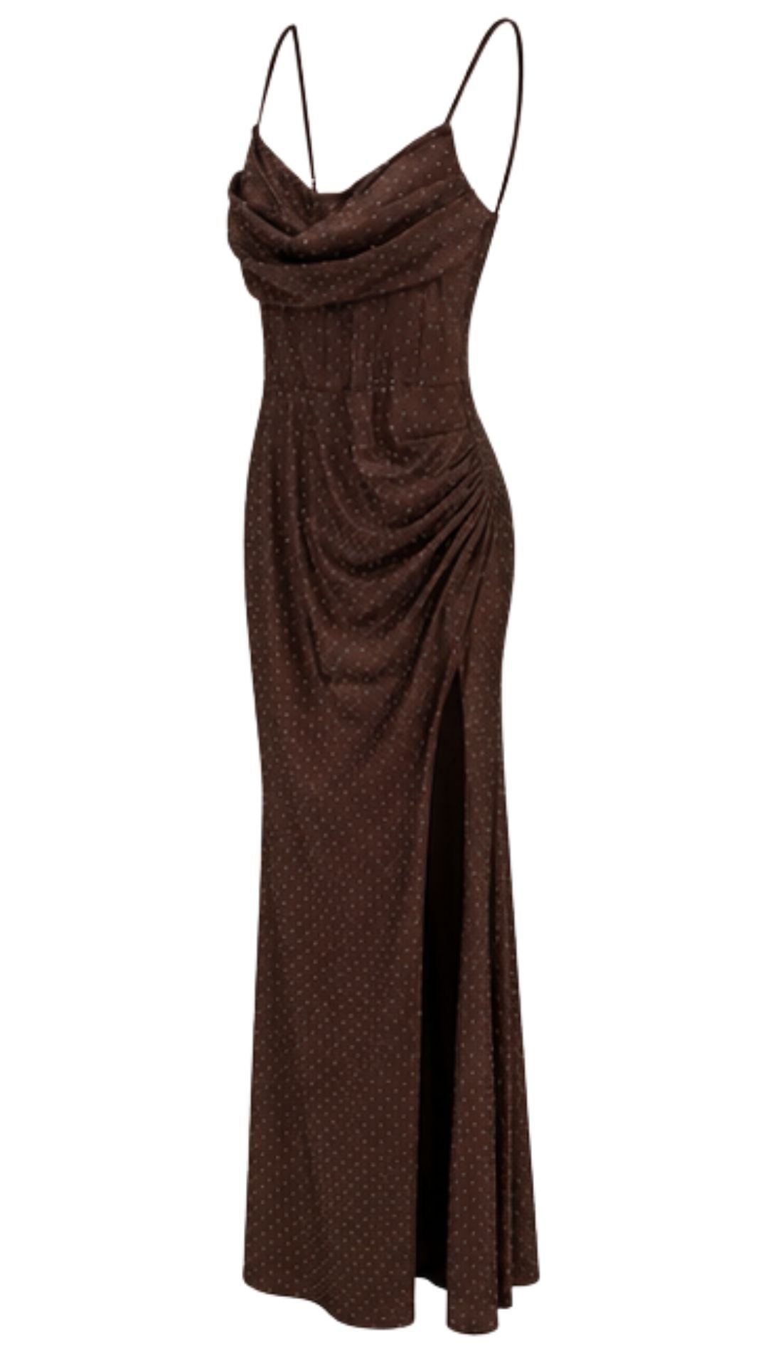 Cocoa Crystal Draped Maxi Dress