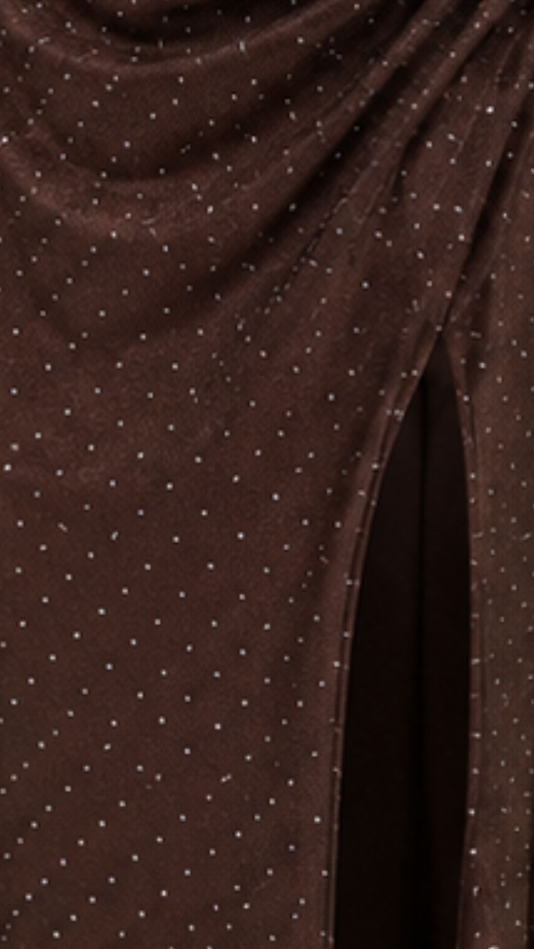 Cocoa Crystal Draped Maxi Dress
