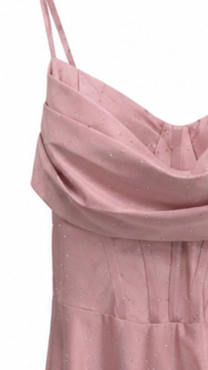 Blush Crystal Draped Maxi Dress