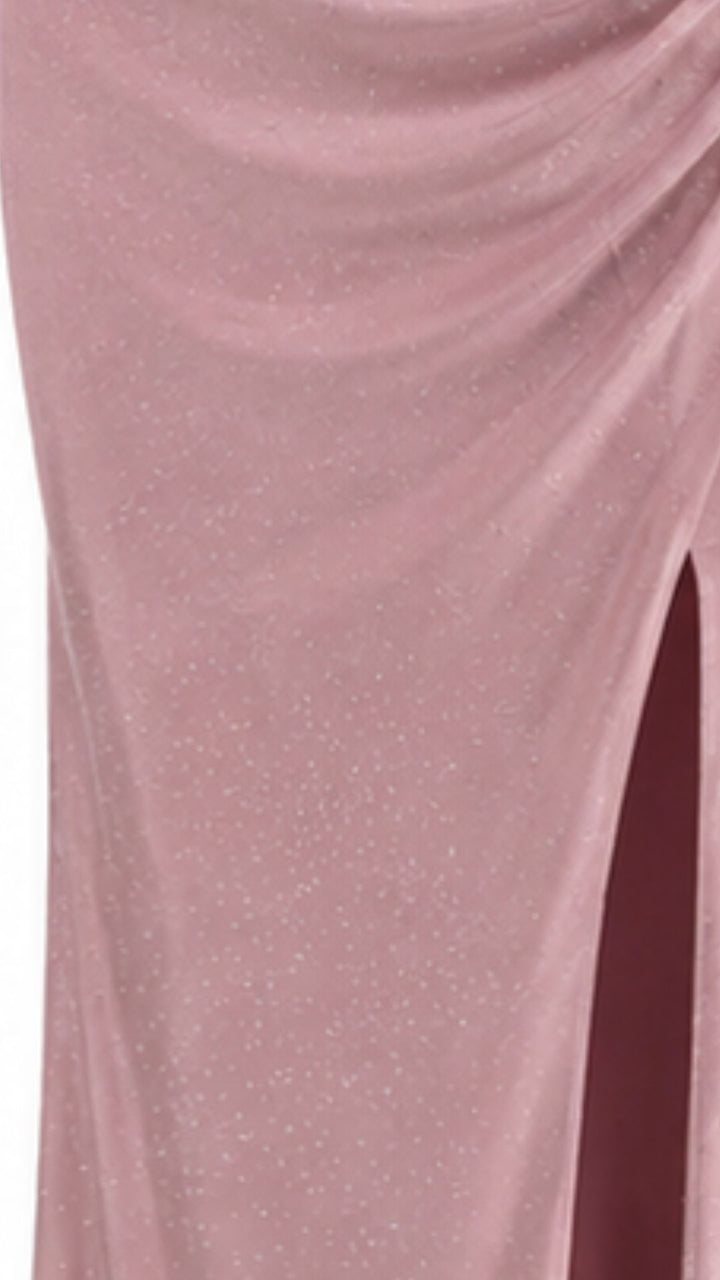 Blush Crystal Draped Maxi Dress