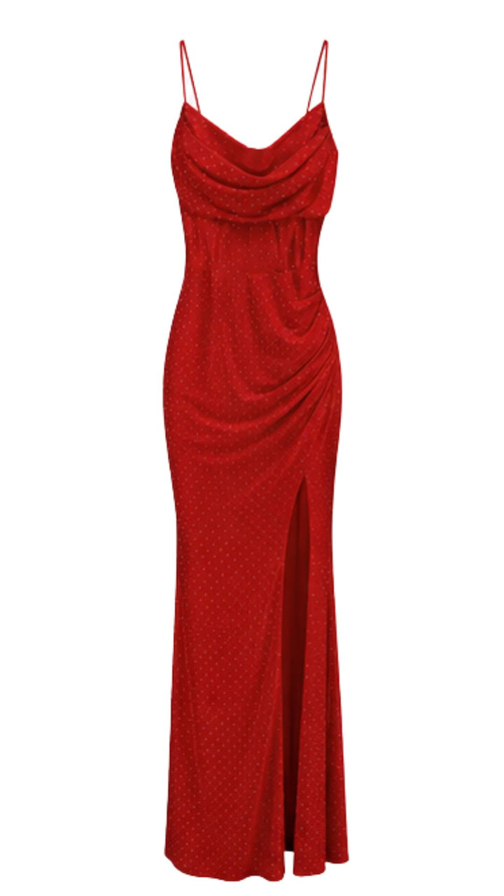 Scarlet Crystal Corset Maxi Dress