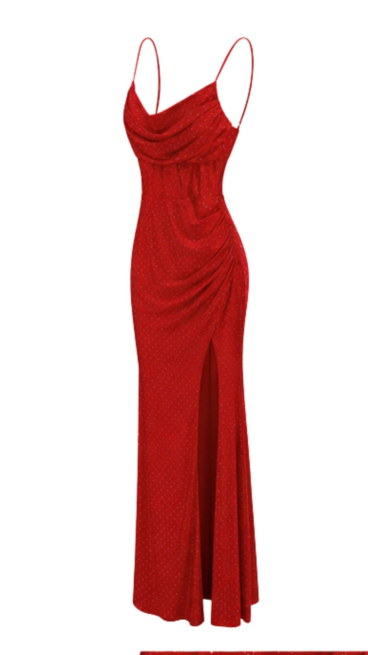Scarlet Crystal Corset Maxi Dress