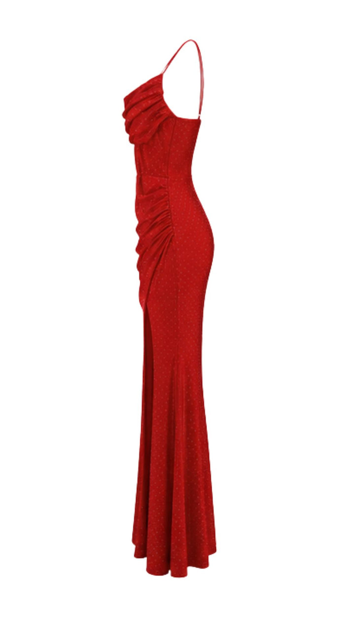 Scarlet Crystal Corset Maxi Dress