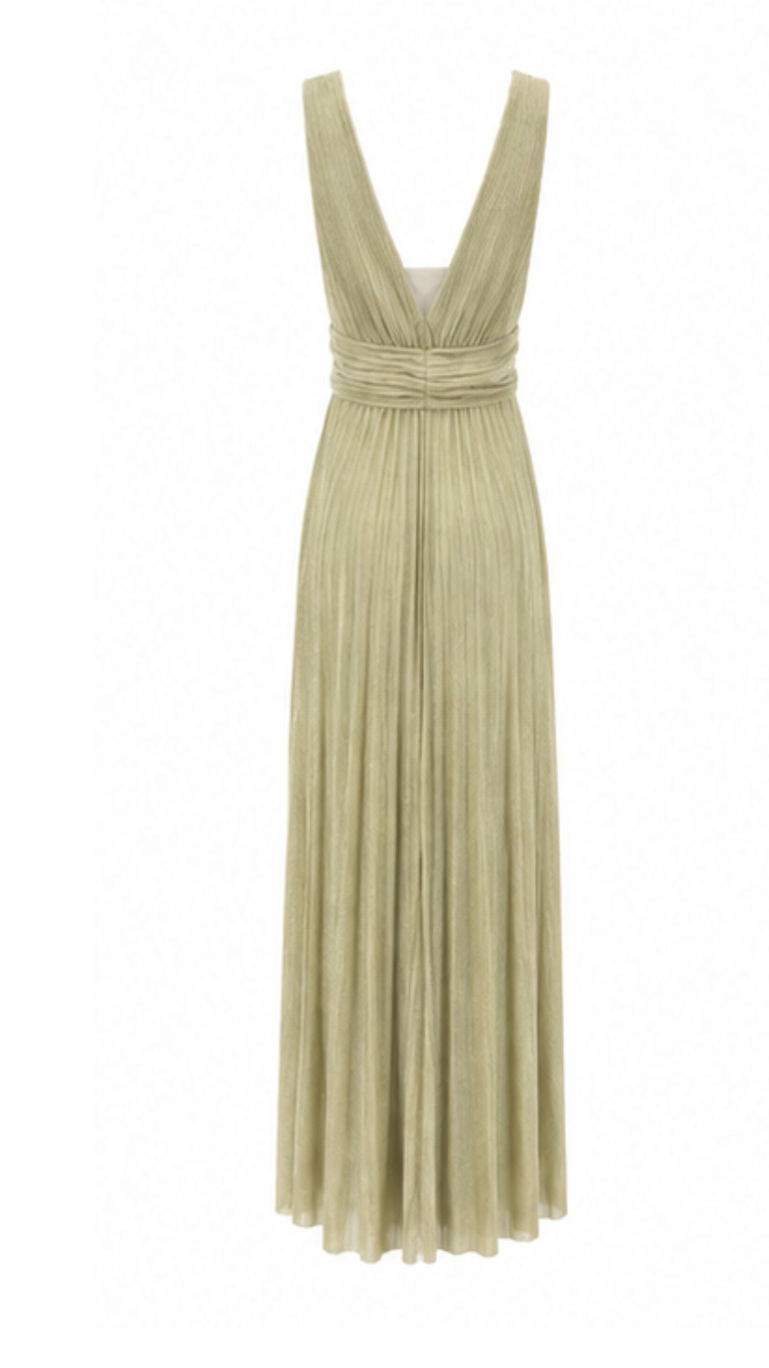 Pleated Maxi Dress IN Light Gold