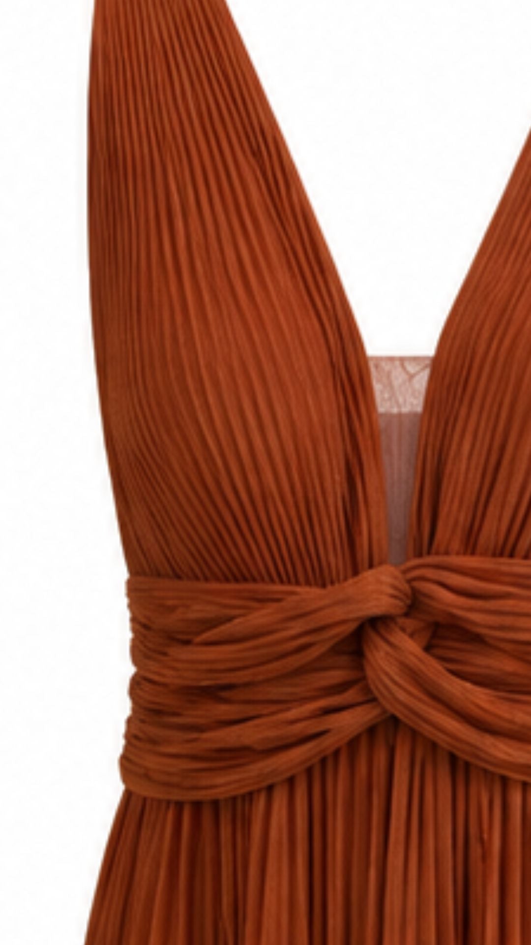 Pleated Maxi Dress Terracotta Brown