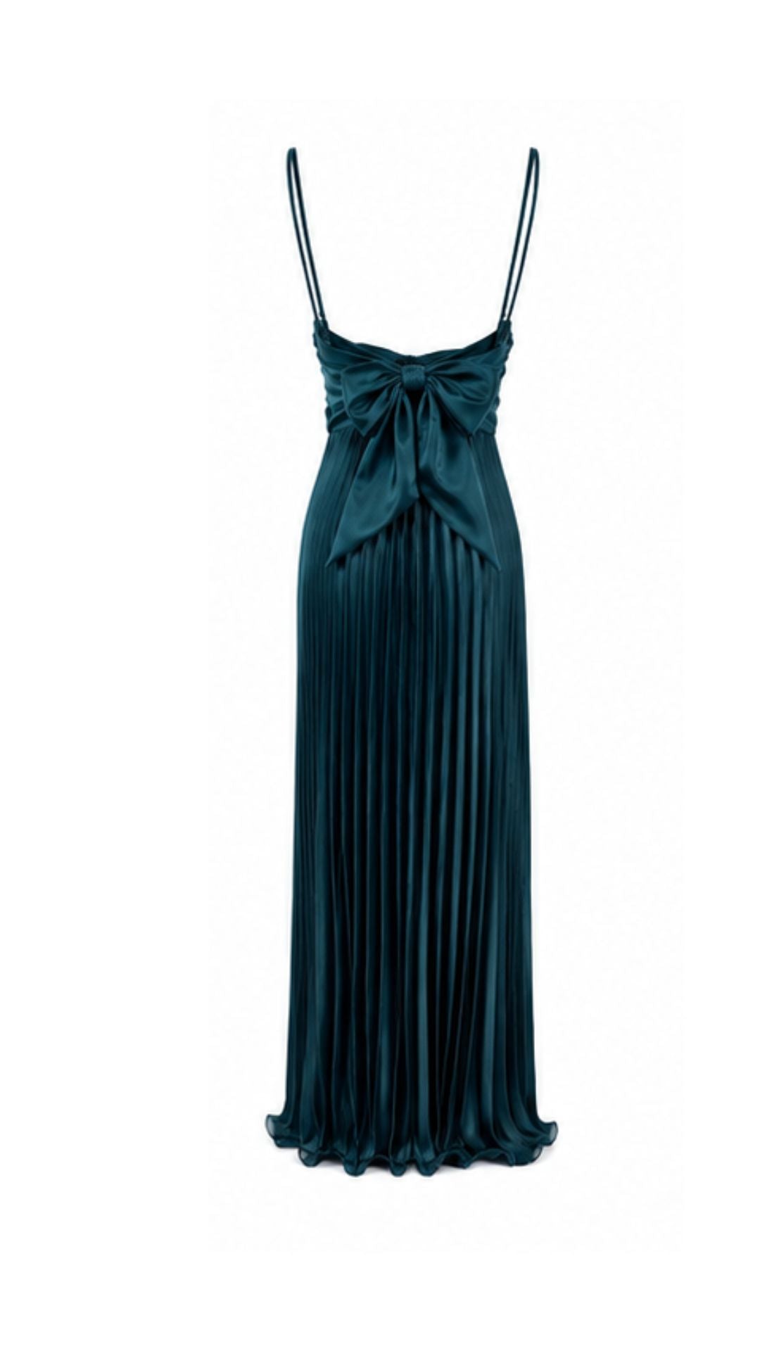 Petrol Blue Pleated Maxi Dress with Ruched Bust