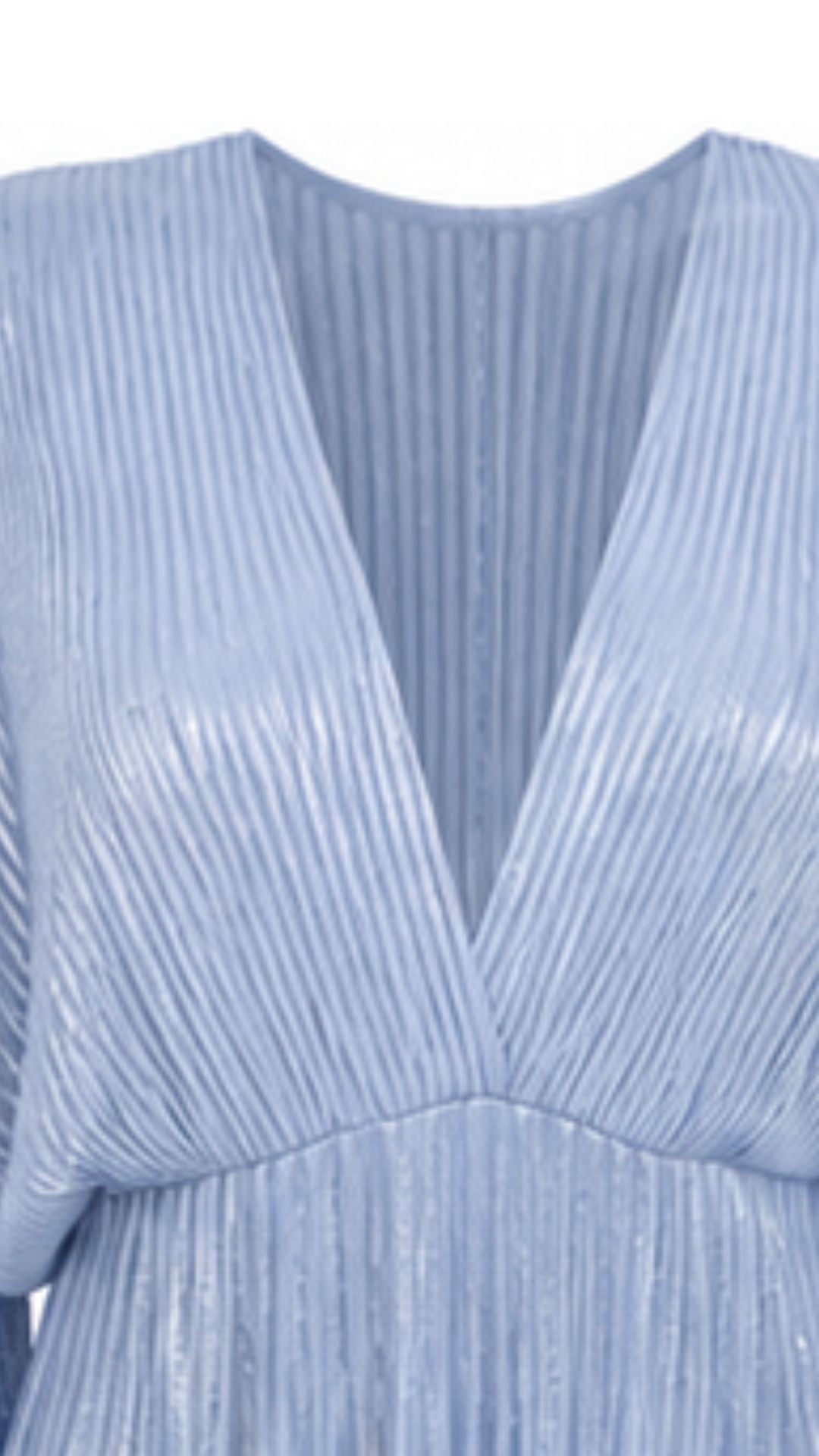 Celeste Powder Blue Metallic Pleated Maxi Dress