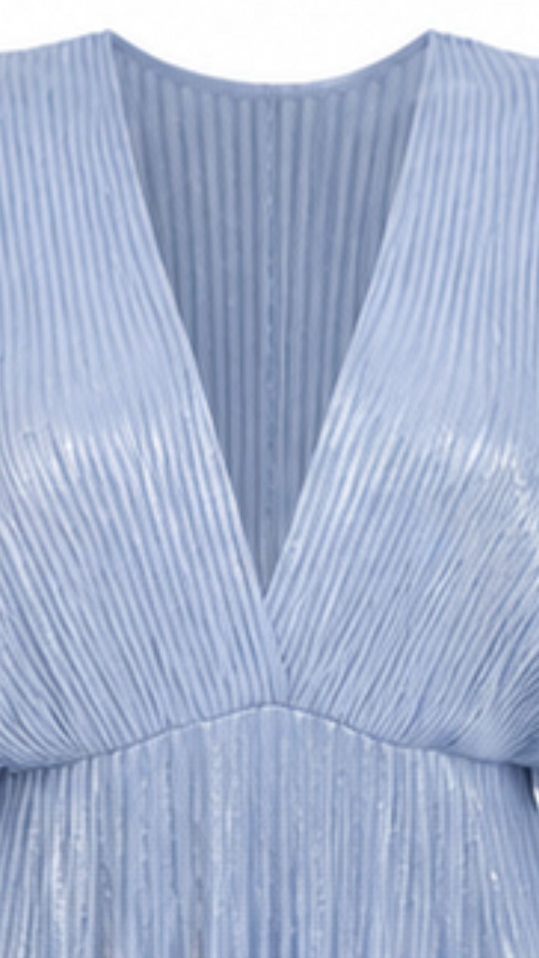 Celeste Powder Blue Metallic Pleated Maxi Dress