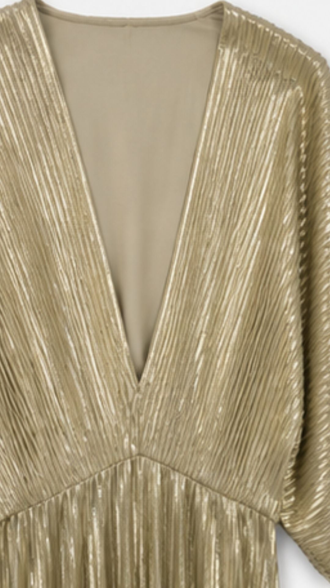 Gold Metallic Pleated Maxi Dress