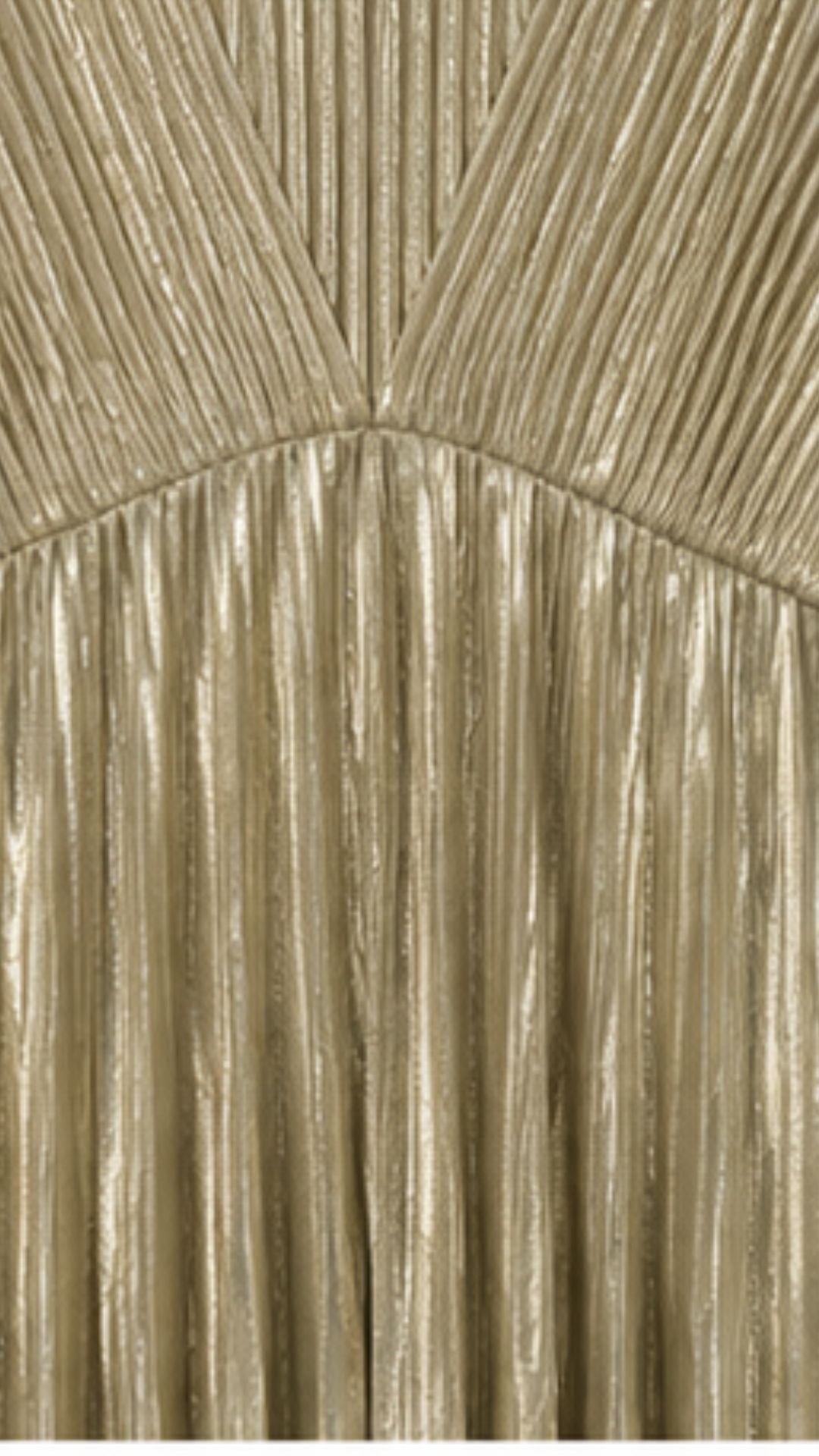 Gold Metallic Pleated Maxi Dress