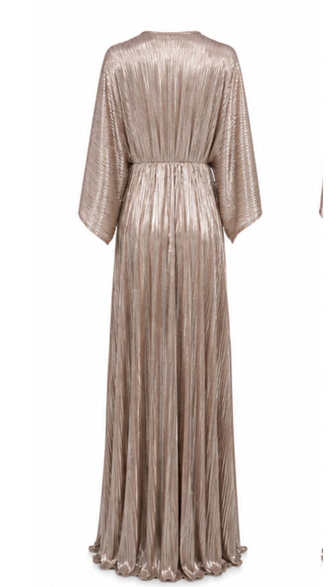 Champagne Metallic Pleated Maxi Dress