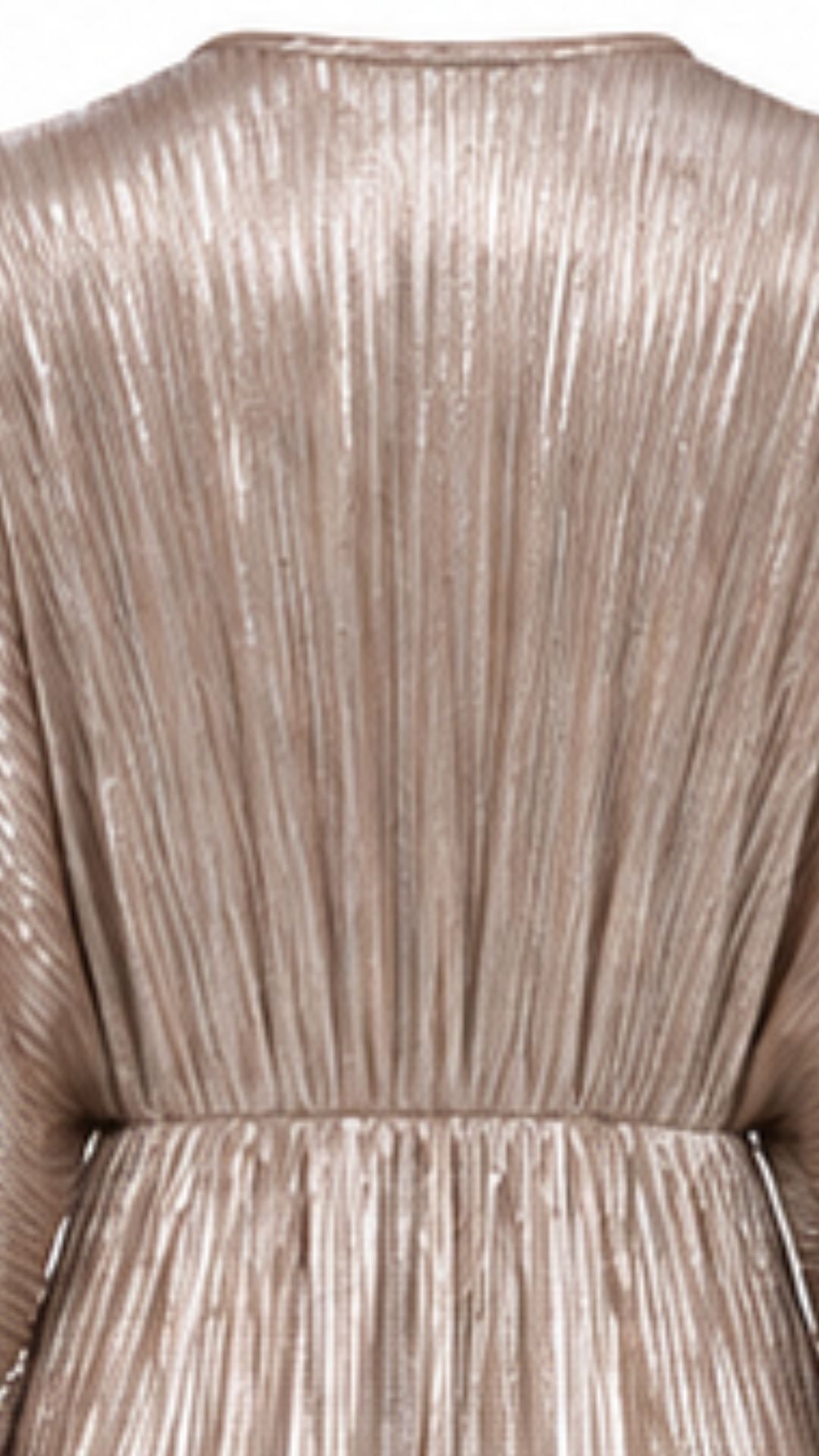 Champagne Metallic Pleated Maxi Dress