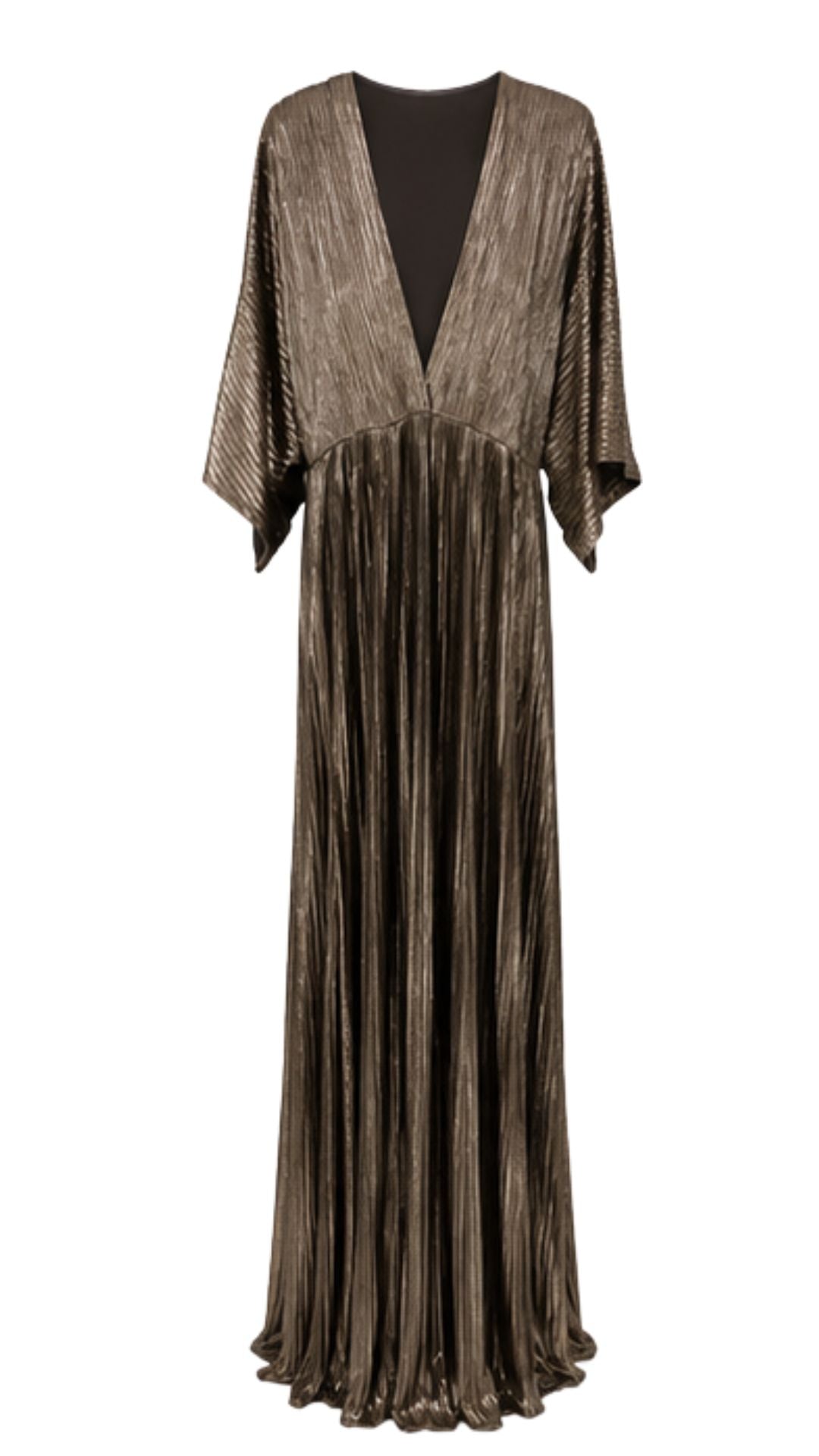 Celeste Bronze Metallic Pleated Maxi Dress