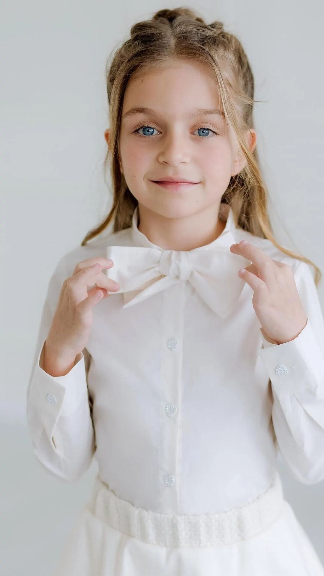 Fitted Shirt with Bow & Crystal Heart Buttons