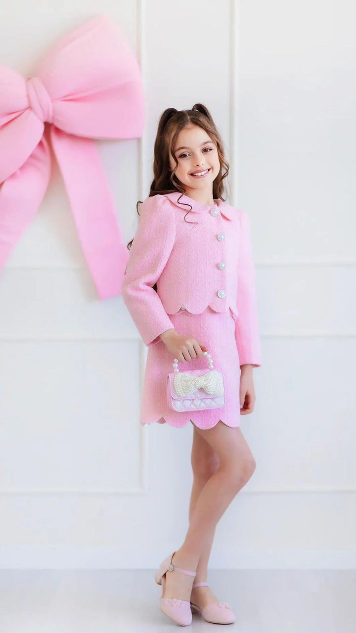 Girls’ Pink Bouclé Blazer