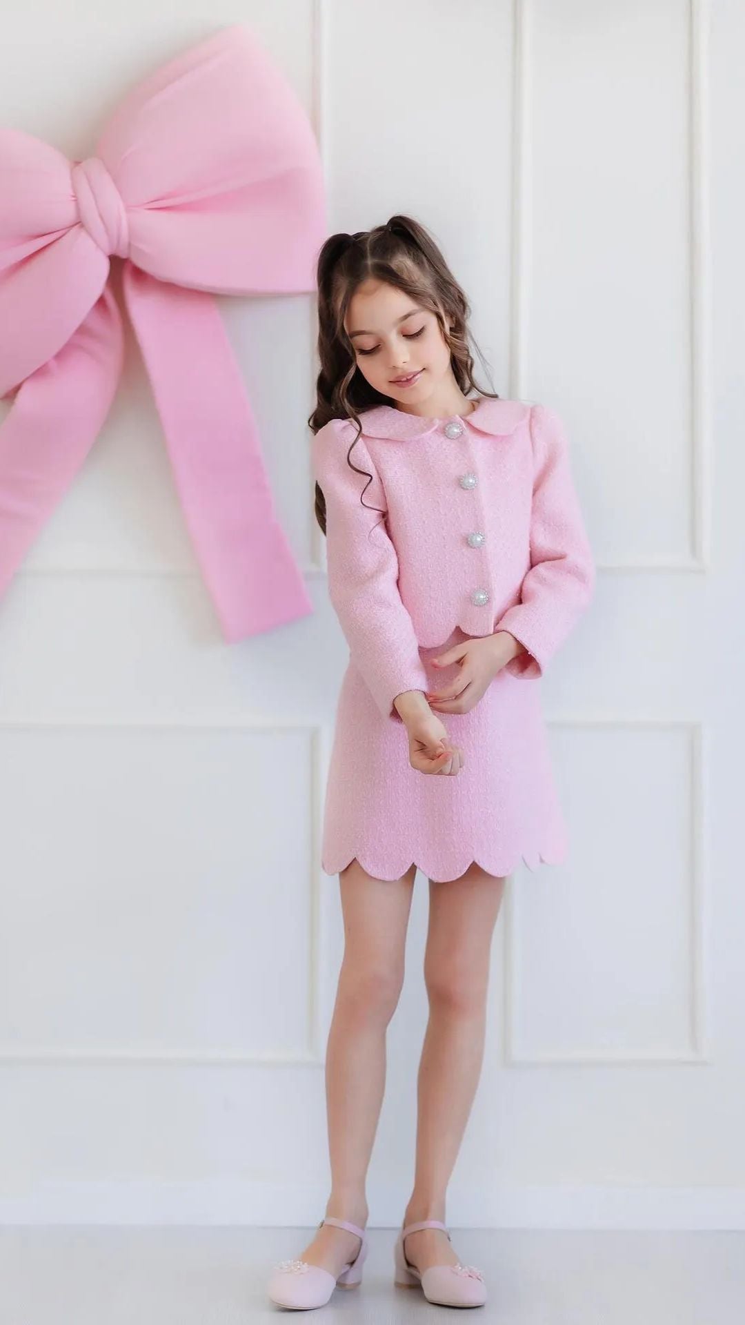 Girls’ Pink Bouclé Blazer
