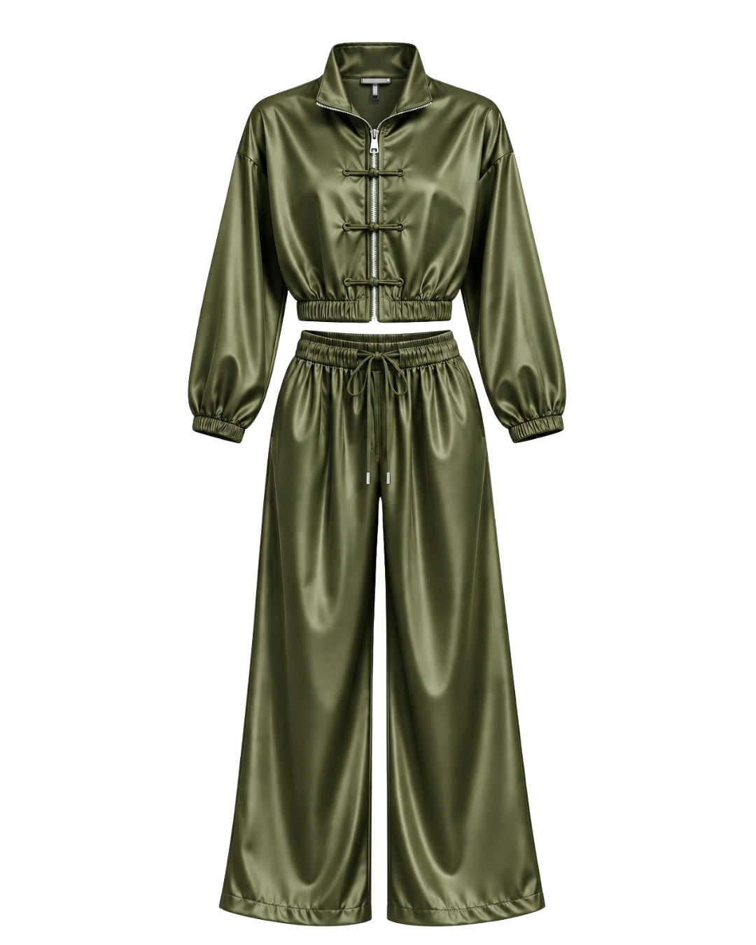 Women’s Two-Piece Set – Cropped Jacket & Wide-Leg Trousers